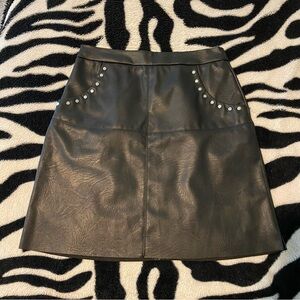 Zara Black Faux Leather Mini Skirt with Stud Accents